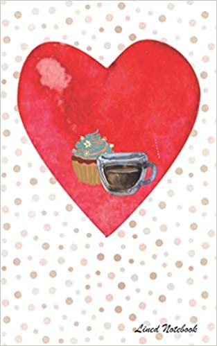 okumak Lined Notebook: Blank Line Notebook Journal - Coffee and Cake in Red Heart - 100 Pages - (5 x 8 inches) for taking notes, writing, organizing