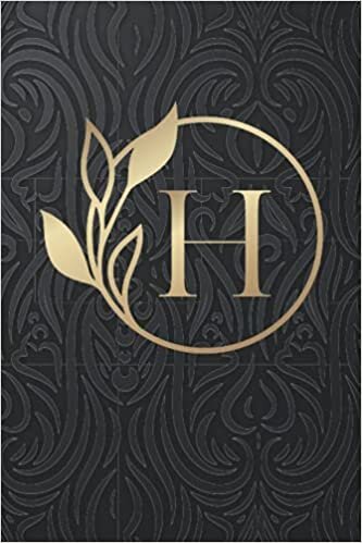 okumak H: Letter &#39;&#39;H&#39;&#39; notebook for women, girls, men and kids, black cover decorated with gold lettering. 6 x 9