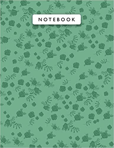 okumak Notebook Medium Sea Green Color Mini Vintage Rose Flowers Patterns Cover Lined Journal: 110 Pages, A4, Journal, Work List, 8.5 x 11 inch, Wedding, Planning, College, 21.59 x 27.94 cm, Monthly