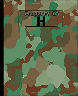 okumak Composition Notebook Wide Rule: Monogram Initial H Journal Lined blank notepad Camouflage cover 7.5 x 9.25 100+ pages