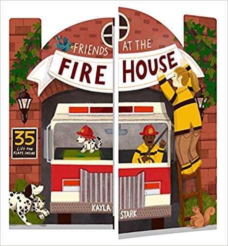 okumak Friends at the Firehouse: Double Booked: 35 Lift-The-Flaps Inside! (Firefighter Board Books; Firetruck Books for Toddlers)