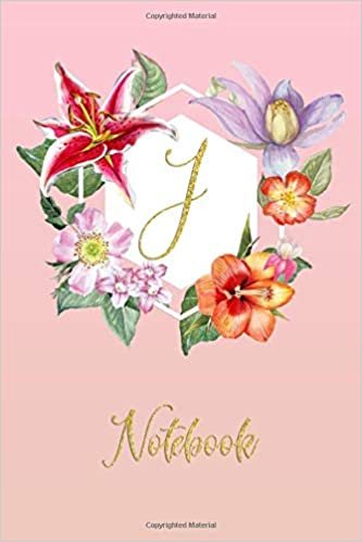 okumak J Notebook: Script Letter Personalized Initial Monogram 100 Page 6 x 9&quot; Lined Journal Pretty Floral Diary Book