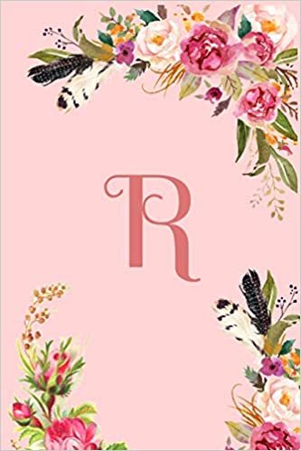 okumak Monogram Initial Letter R Notebook for Women and Girls: Pink Floral Notebook