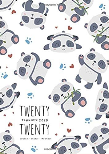 okumak Twenty Twenty, Planner 2020 Hourly Weekly Monthly: A4 Large Notebook Organizer with Hourly Time Slots | Jan to Dec 2020 | Cute Panda Cartoon Design White