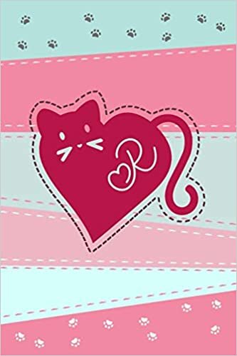 okumak R: Heart Cat Monogram Blank Journal. A perfect romantic notebook for cat lovers.