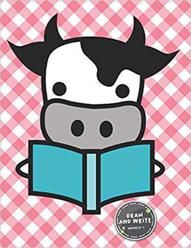 okumak Draw And Write Grades K-3: Cute Cow Reading A Book Primary Story Journal: Dotted Midline and Picture Space Practice Writing Letters Preschoolers ... Book 110 Pages Glossy Fun For Boys or Girls