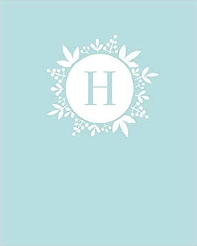 okumak H: 110 Dot-Grid Pages | Light Blue Monogram Journal and Notebook with a Simple Vintage Floral Design and a Personalized Initial Letter | Monogramed Composition Notebook