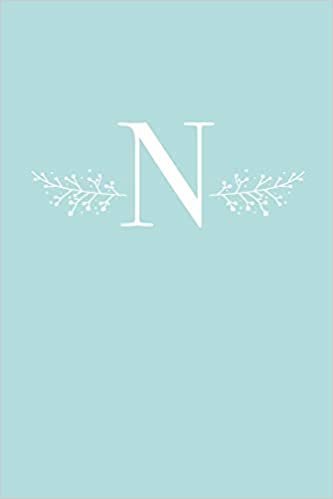 okumak N: 110 Sketch Pages (6 x 9) | Light Blue Monogram Sketchbook Notebook with a Simple Floral Emblem | Personalized Initial Letter | Monogramed Sketchbook