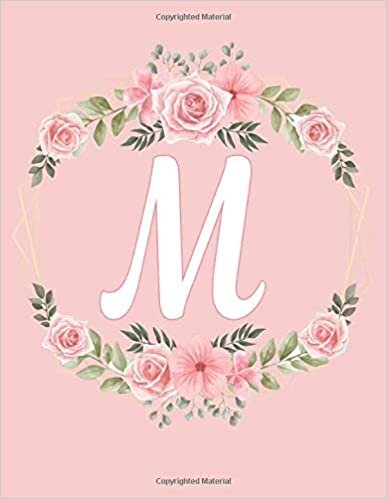 okumak Rose Pink Floral M Monogram Initial letter M Notebooks Journals gifts for kids, Girls and Women who like flowers, Writing &amp; Note Taking - 120 pages of ... Book, Composition notebook, Journal or Diary