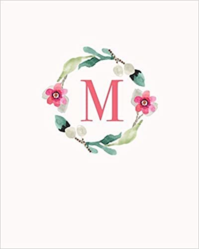okumak M: 110 Dot-Grid Pages | Monogram Journal and Notebook with a Classic Light Pink Background of Vintage Floral Roses in a Watercolor Design | ... Journal | Monogramed Composition Notebook