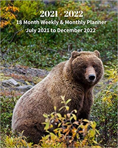 okumak 2021 -2022 18 Month Weekly and Monthly Planner July 2021 to December 2022: Brown Bear - Monthly Calendar with U.S./UK/ ... 8 x 10 in.- Animal Nature Wildlife