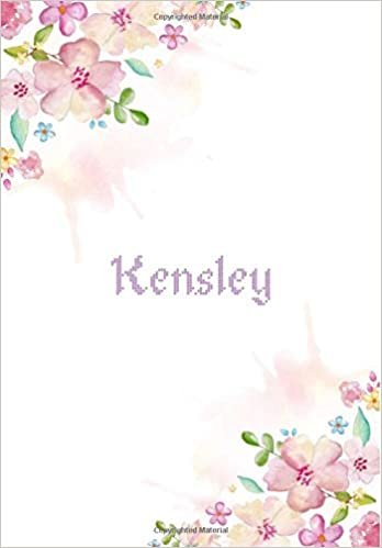 okumak Kensley: 7x10 inches 110 Lined Pages 55 Sheet Floral Blossom Design for Woman, girl, school, college with Lettering Name,Kensley