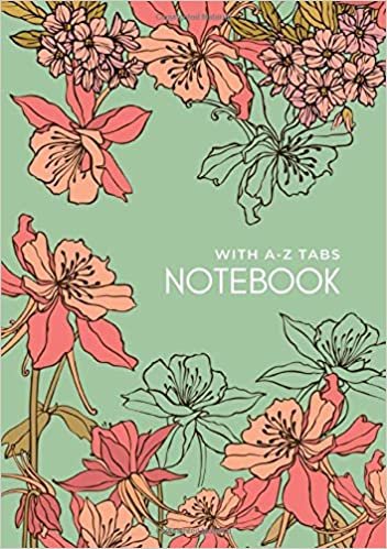 okumak Notebook with A-Z Tabs: B5 Lined-Journal Organizer Medium with Alphabetical Section Printed | Drawing Beautiful Flower Design Green
