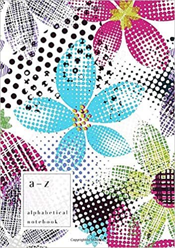 okumak A-Z Alphabetical Notebook: A5 Medium Ruled-Journal with Alphabet Index | Abstract Grunge Flower Cover Design | White