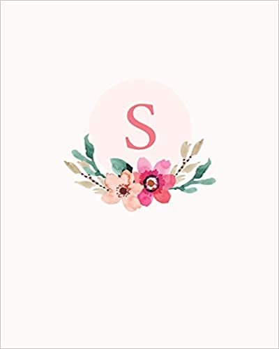 okumak S: 110 Dot-Grid Pages | Monogram Journal and Notebook with a Classic Light Pink Background of Vintage Floral Roses in a Watercolor Design | ... Journal | Monogramed Composition Notebook