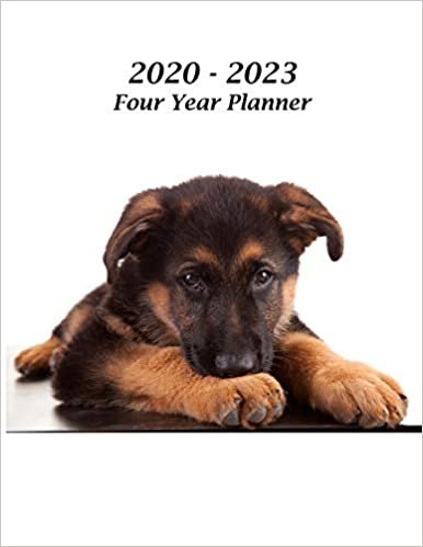 okumak 2020 – 2023 Four Year Planner: German Shepherd Puppy Cover – Includes Major U.S. Holidays and Sporting Events