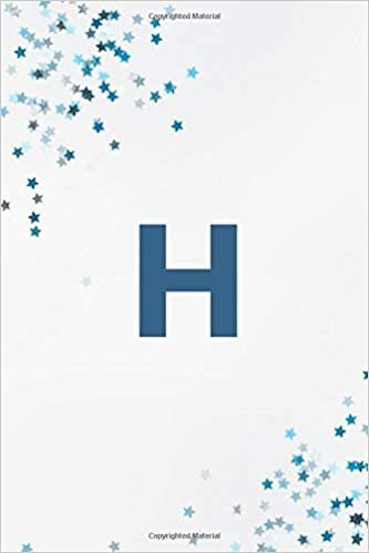 okumak Letter H Initial Monogram Notebook: Blue Confetti Monogrammed Blank Lined Note Book, 6x9 Lined Notebook/Journal/Diary , 100 pages