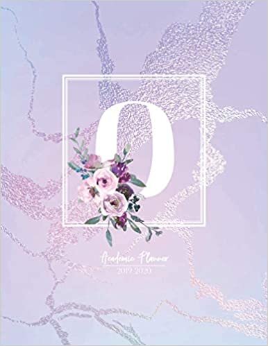 okumak Academic Planner 2019-2020: Purple Pink and Blue Matte Iridescent with Flowers Monogram Letter O Academic Planner July 2019 - June 2020 for Students, Moms and Teachers (School and College)