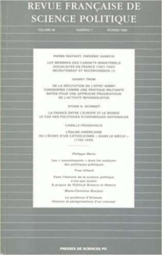 okumak Revue française de science politique, Volume 49 N° 1, Février 1999 :