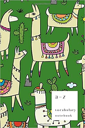 okumak A-Z Vocabulary Notebook: 4x6 Small Journal 2 Columns with Alphabet Index | Tribal Llama Family Cover Design | Green