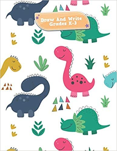okumak Draw And Write Grades K-3: Happy Dinosaurs Primary Story Journal Dotted Midline and Picture Space Practice Writing Letters Preschoolers Kindergarten ... Book 110 Pages Glossy Fun For Boys or Girls