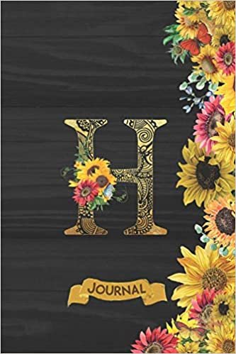 okumak H Journal: Spring Sunflowers Journal Monogram Initial H Lined and Dot Grid Notebook | Decorated Interior