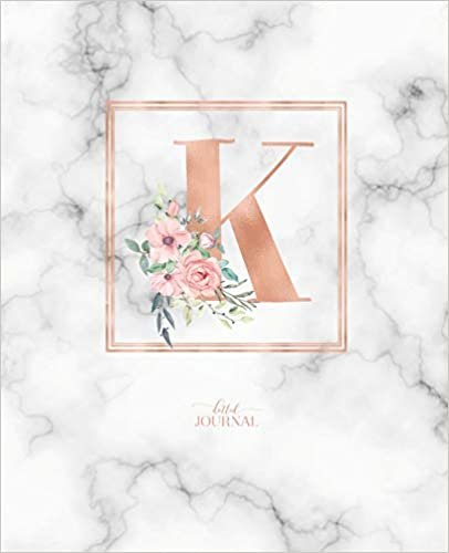 okumak Dotted Journal: Dotted Grid Bullet Notebook Journal Rose Gold Monogram Letter K Marble with Pink Flowers (7.5” x 9.25”) for Women Teens Girls and Kids