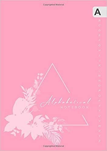 okumak Alphabetical Notebook: A5 Lined-Journal Organizer Medium with A-Z Alphabet Tabs Printed | Floral Wreath Triangle Design Light Pink