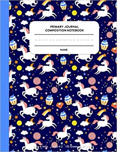 okumak Unicorn Primary Composition Notebook For Girls: Writing Journal Grades K-2 &amp; Up, 100 Sheets, Wide Rule Handwriting Notebook with Line Margin (Creative Writing Journal, Band 3)