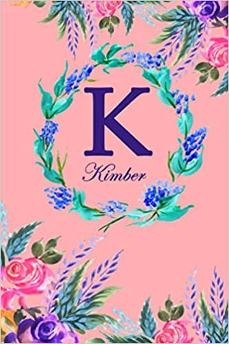 okumak K: Kimber: Kimber Monogrammed Personalised Custom Name Daily Planner / Organiser / To Do List - 6x9 - Letter K Monogram - Pink Floral Water Colour Theme