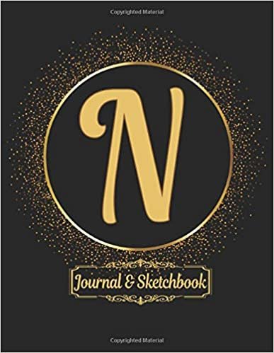 okumak Classic N Monogram Initial letter N Diary Journal Notebooks and Sketchbooks gifts for Girls,boys,Women,Men &amp; Artists who like the color gold, Writing ... 120 pages of Journal Layout and Blank Pages