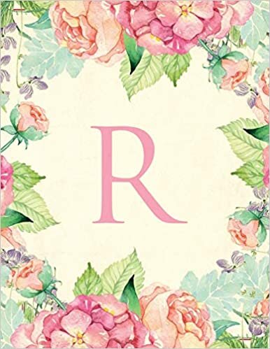 okumak R: Traditional watercolor, stylish, decorative and simple floral capital letter monogram lined notebook, pretty, cute and suitable for women and ... 100 college ruled pages 8.5 x 11 size.