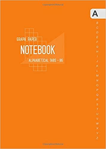 okumak Graph Paper Notebook Alphabetical Tabs B6: Small Journal Organizer with A-Z Index Sections | 1/5 Inch Squares - 5x5 Quad Ruled | Smart Design Orange