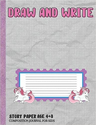 okumak Draw and Write: Unicorn Primary Composition Half Page Lined Paper with Drawing Space Journal for Kids Age 4-8 Years Old Grades K-2