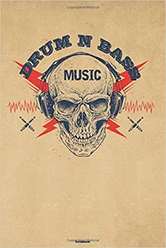 okumak Drum n Bass Music Notebook: Skull with Headphones Drum n Bass Music Journal 6 x 9 inch 120 lined pages gift