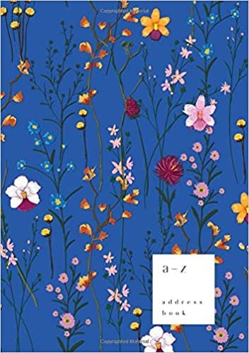 okumak A-Z Address Book: B5 Medium Notebook for Contact and Birthday | Journal with Alphabet Index | Fashion Wild Flower Cover Design | Blue