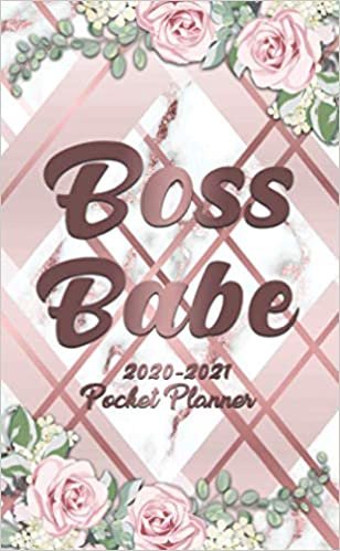 okumak Boss Babe 2020-2021 Pocket Planner: Pink Floral Geometric Marble 2 Year Calendar &amp; Agenda with Monthly Spread View - Two Year Organizer with Inspirational Quotes, U.S. Holidays, Vision Board &amp; Notes