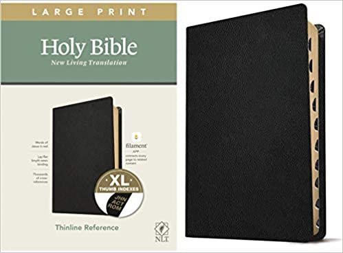 okumak NLT Large Print Thinline Reference Bible, Filament Enabled Edition (Red Letter, Genuine Leather, Black, Indexed)