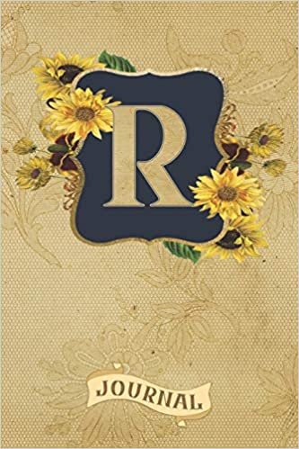 okumak R Journal: Vintage Sunflowers Journal Monogram Initial R Lined and Dot Grid Notebook | Decorated Interior