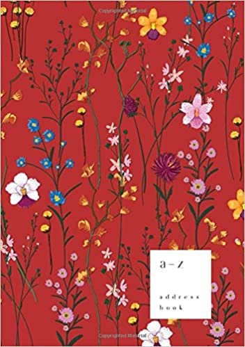okumak A-Z Address Book: B5 Medium Notebook for Contact and Birthday | Journal with Alphabet Index | Fashion Wild Flower Cover Design | Red