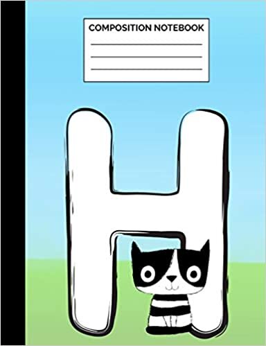 okumak Composition Notebook: Black &amp; White Cat Letter H Monogram Initial Wide Ruled Lined Note Book - Monogrammed Journal with Lines for Kids s, Students ... Lined Pages / 50 Sheets - Size 7.44 x 9.69