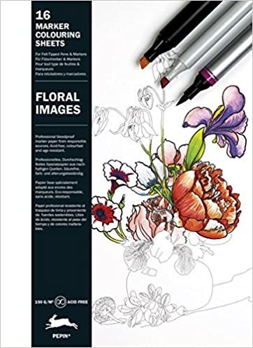 okumak Floral Images: Marker Colouring Sheets (Multilingual Edition): 16 marker Colouring Sheets