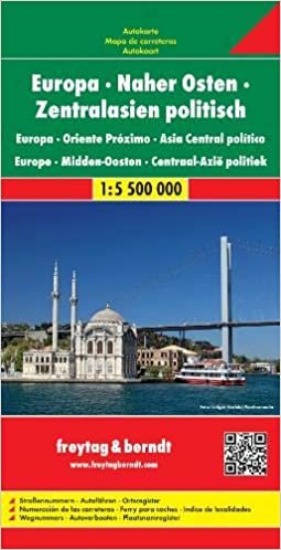 okumak Europe - Middle East - Asia Central pol. f&amp;b (+r): Wegenkaart 1:5 500 000