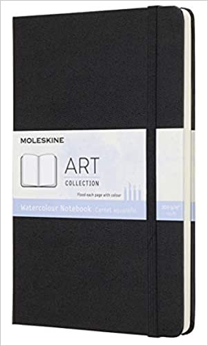 okumak Moleskine yaratıcı not defteri, sulu boya not defteri, cepli, A6, 200 g sulu boya kağıdı, sert kapak, siyah Large/A5