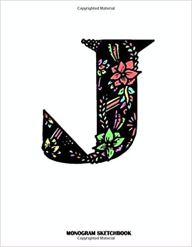 okumak Monogram Sketchbook J: Floral Wreath Initial Cover for Girls and Women School and Office Sketch Paper