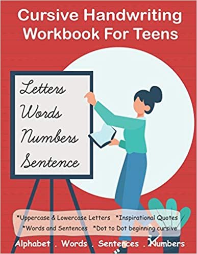 okumak Cursive Handwriting Workbook For s: +100 pages 4-in-1 Beginners Writing Practice Book include Letters, Words, Sentences &amp; Numbers
