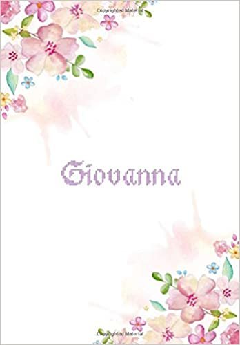 okumak Giovanna: 7x10 inches 110 Lined Pages 55 Sheet Floral Blossom Design for Woman, girl, school, college with Lettering Name,Giovanna