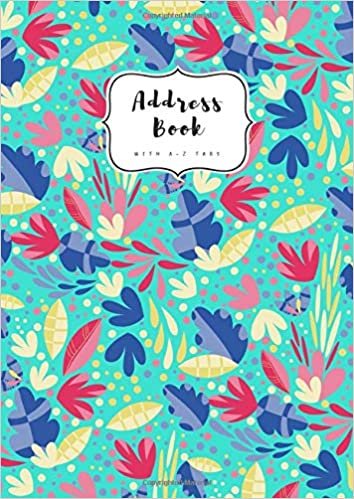 okumak Address Book with A-Z Tabs: A4 Contact Journal Jumbo | Alphabetical Index | Large Print | Bright Floral Art Design Turquoise