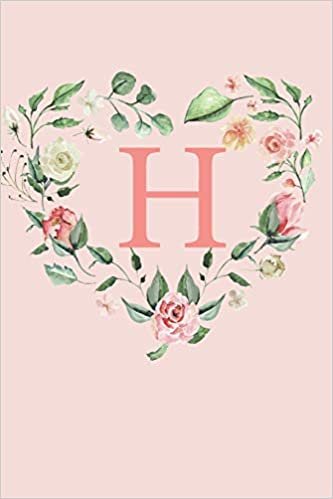okumak H: A Soft Pink Floral Heart Wreath Monogram Sketchbook | 110 Sketchbook Pages (6 x 9) | Floral Watercolor Monogram Sketch Notebook | Personalized Initial Letter Journal | Monogramed Sketchbook