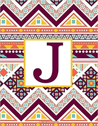 okumak J: Monogram Initial J Notebook for Women and Girls-Multicolored Tribal Print-120 Pages 8.5 x 11